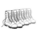 Soldier army boots in a row Royalty Free Stock Photo