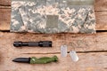 Soldier army camouflage and accessories.