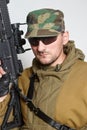 The soldier with an automatic assault rifle Royalty Free Stock Photo