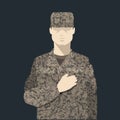 Soldier in camouflage uniform, Flat Vector Illustration