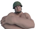 Soldier cartoon in a white background Royalty Free Stock Photo