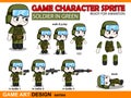 Soldier Character Game Sprite in Chibi anime style