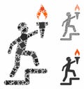 Soldier climbing with torch Composition Icon of Abrupt Elements