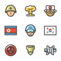 Vector Set of North and South Korea Icons.