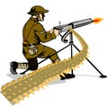 Soldier firing a machine gun Royalty Free Stock Photo