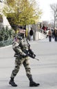 Soldier full of weapon in paris city