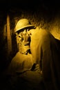 Soldier in gas mask in underground to protect from nuclear war