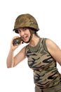 Soldier girl holding a hand grenade Royalty Free Stock Photo