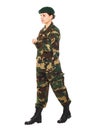 Soldier girl in the military uniform Royalty Free Stock Photo