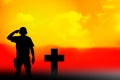 Soldier and grave cross silhouettes