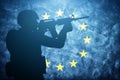 Soldier On Grunge European Union Flag. Army, Military