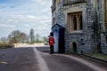 A soldier guard at his post in Windsor Castle, England