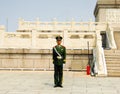A soldier guarding Monument of the People's Heroes