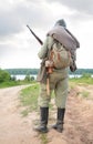 Soldier with gun in show from first world war Royalty Free Stock Photo