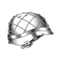 Soldier helmet line art vintage tattoo or print design vector illustratio