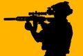 Soldier hold Machine gun full armor for silhouette