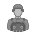 Soldier icon, black monochrome style