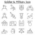 Soldier icon set in thin line style