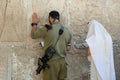 Soldier and jewish Prayer at the Western Wall