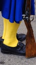 Soldier legs in yellow / blue with rifle