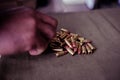 Soldier loading a 9mm caliber cartridge