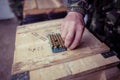 Soldier loading a 9mm caliber cartridge