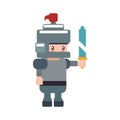 Soldier male pixel video game play icon.