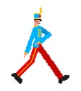 Soldier marching pixel art. guardsman 8bit. guard enlisted man 8 bit