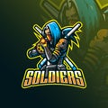 Soldier mascot logo design vector with modern illustration concept style for badge, emblem and tshirt printing. soldier