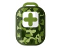 Soldier military green olive khaki camouflage first aid kit or bag. Military concept for army, soldiers and war Royalty Free Stock Photo