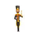 Soldier musical conductor with vestibule, member of army military band in black uniform vector Illustration on a white