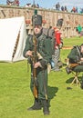 Soldier with musket and bayonet. Royalty Free Stock Photo