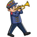 Soldier Playing Trumpet Cartoon Colored Clipart