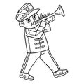 Soldier Playing Trumpet Isolated Coloring Page