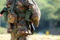 Soldier prepared for shooting rifle