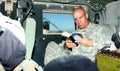 A soldier reading a book Royalty Free Stock Photo