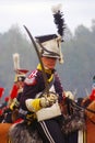 Soldier-reenactor holds a small sword