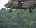 Soldier Repelling From Helicopter