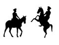 Soldier riding rebel horse black and white vector