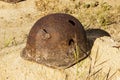 Soldier's helmet on a grave of the Soviet soldier. Volgograd, Ru