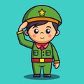 Soldier Salute Cartoon Vector Icon Illustration