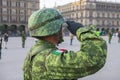 Soldier salute on Zocalo in Mexico City, Mexico