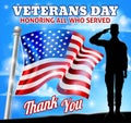 Soldier Saluting American Flag Veterans Day Design Royalty Free Stock Photo