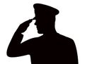 A soldier saluting, silhouette Royalty Free Stock Photo