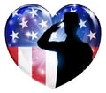 Soldier Saluting Patriotic American Flag Heart