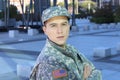 Soldier with a serious expression portrait Royalty Free Stock Photo