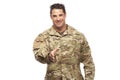 Soldier smiling and ready to shake hands Royalty Free Stock Photo