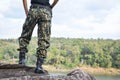 Soldier stand on the rock Royalty Free Stock Photo