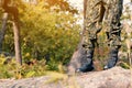 Soldier stand on the rock in nature Royalty Free Stock Photo