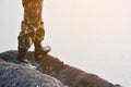 Soldier stand on the rock Royalty Free Stock Photo